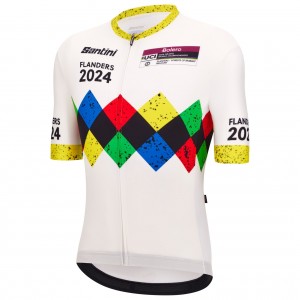 Heren Santini UCI Gravel Wereldkampioenschappen Vlaanderen 2024 Trui - Wit