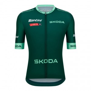 Heren Fietskleding Santini Vuelta Espana groene trui 2024