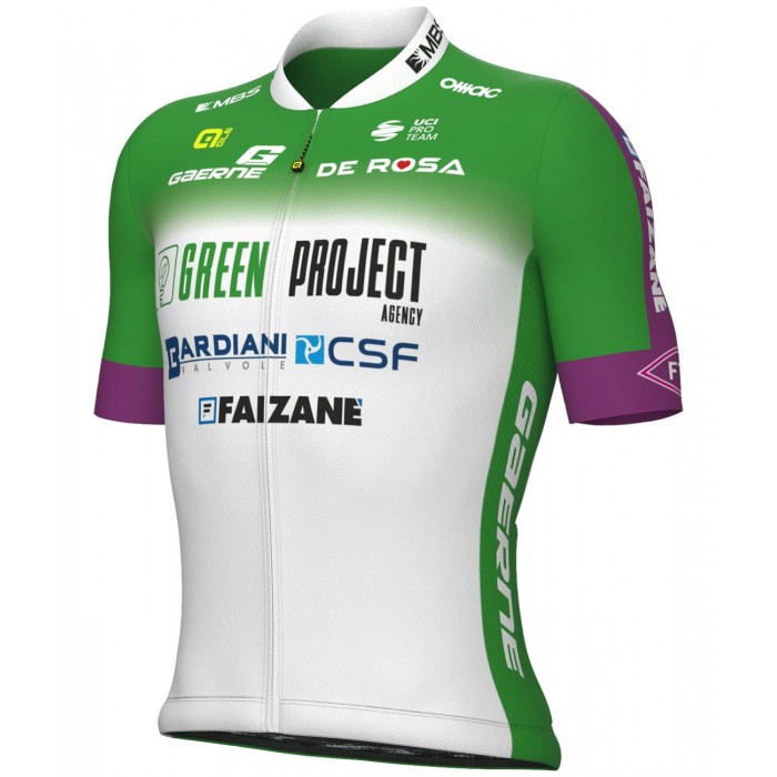 Groene Project-Bardiani Csf-Faizane' 2023 wielertrui met korte mouwen (lange rits)-ALE professionele wielerploeg