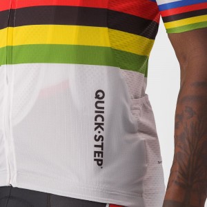 Soudal Quick-Step Wereldkampioen Rainbow Jersey 2023 Competizione wielertrui met korte mouwen professionele wielerploeg