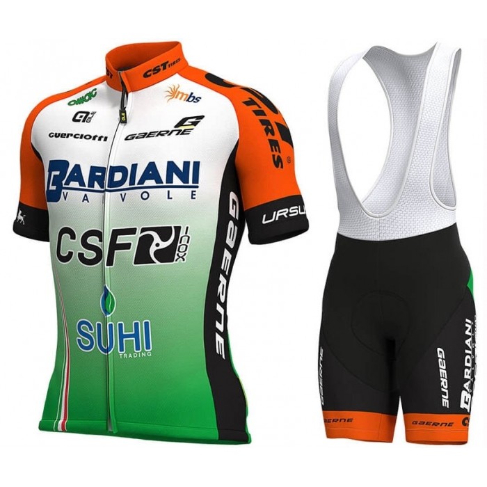 2019 Bardiani CSF Team Fietskleding Set Fietsshirt Met Korte Mouwen+Korte Koersbroek Bib 805HDFL