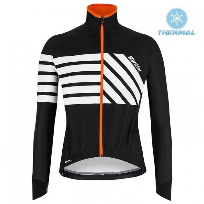 2019 Santini Svolta Zwart Thermal Wielershirt Lange Mouw 506EBXH