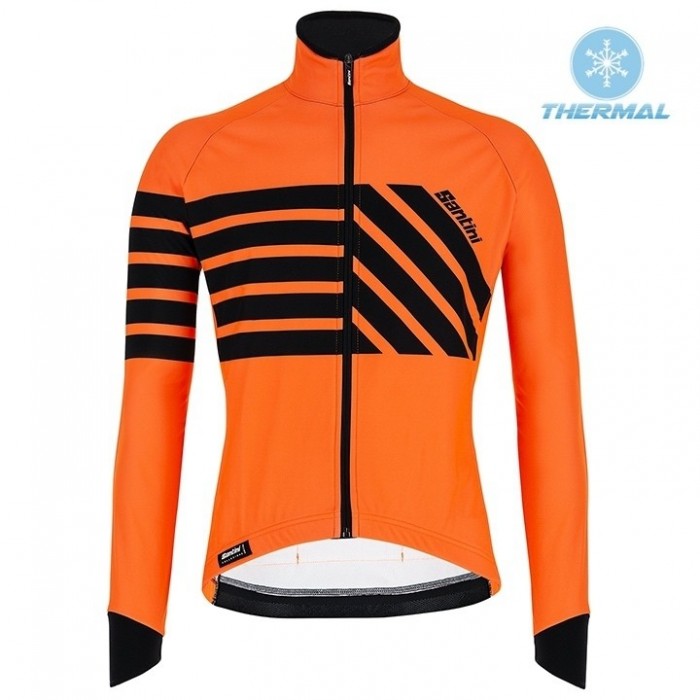 2019 Santini Svolta Orange Thermal Wielershirt Lange Mouw 829UOZT