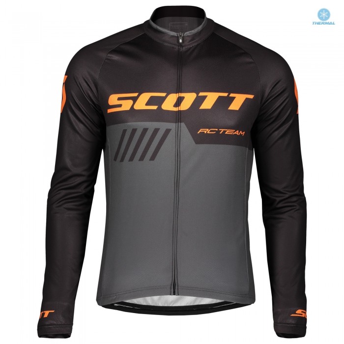 2019 Scott RC Team Zwart-Orange Thermal Wielershirt Lange Mouw 953RKHO