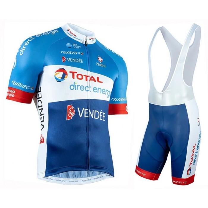 2019 Total Direct Energie Fietskleding Set Fietsshirt Met Korte Mouwen+Korte Koersbroek Bib 335MEEY