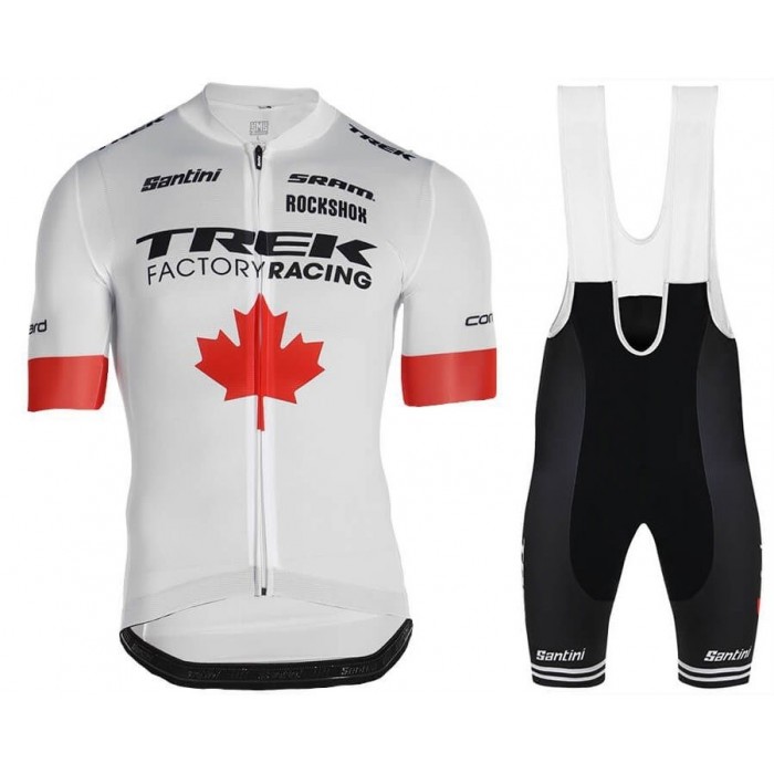 2019 Trek Factory Racing Canada Champion Fietskleding Set Fietsshirt Met Korte Mouwen+Korte Koersbroek Bib 600NQQJ