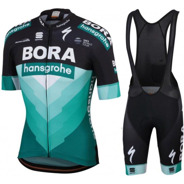 Bora Hansgrohe 2019 Team Fietskleding Set Wielershirt Korte Mouw+Korte Fietsbroeken Bib