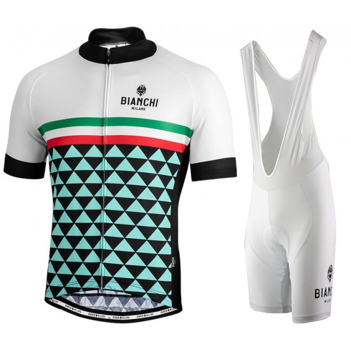 BIANCHI MILANO Codigoro White Fietskleding Set Wielershirt Korte Mouw+Korte Fietsbroeken Bib