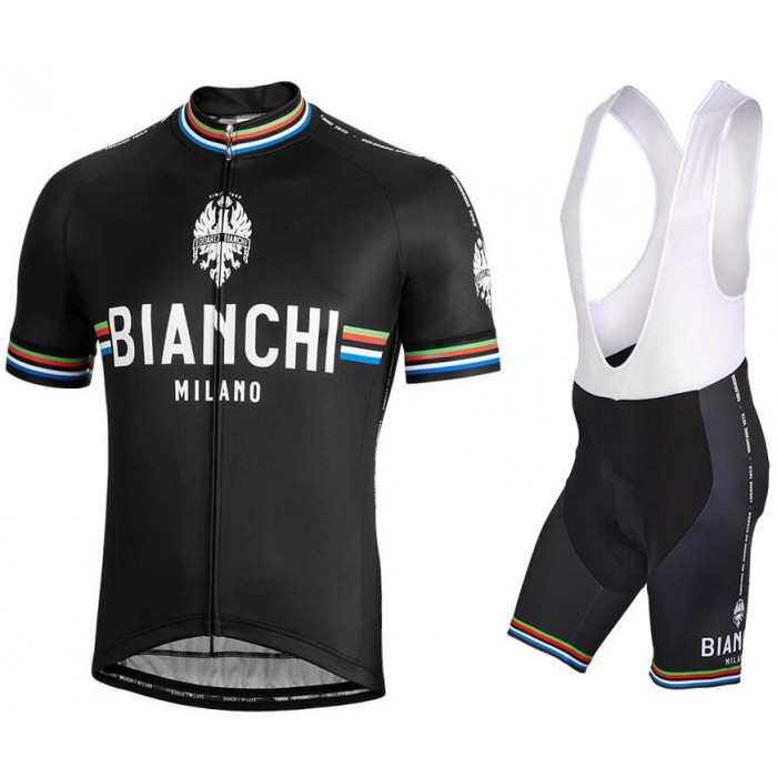 BIANCHI MILANO New Pride Black Fietskleding Set Wielershirt Korte Mouw+Korte Fietsbroeken Bib