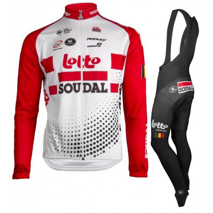 Lotto Soudal 2019 Fietskleding Set Wielershirt Lange Mouw+Lange Fietsbroeken Bib