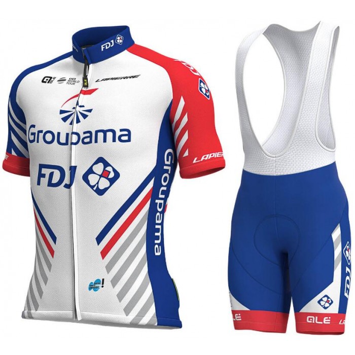 2019 Groupama FDJ Fietskleding Set Wielershirt Korte Mouw+Korte Fietsbroeken Bib