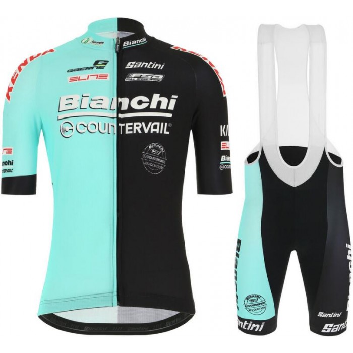 Bianchi Countervail 2019 Fietskleding Set Wielershirt Korte Mouw+Korte Fietsbroeken Bib