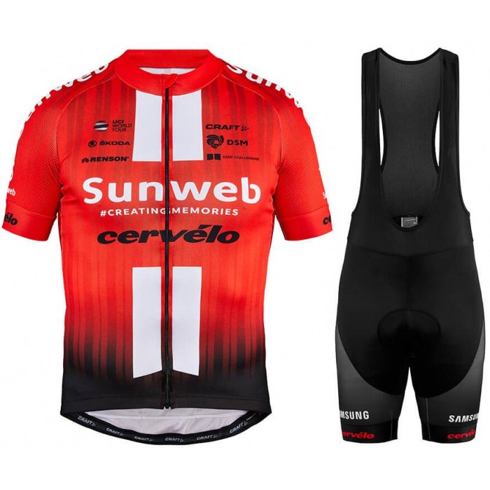 Team Sunweb 2019 Fietskleding Set Wielershirt Korte Mouw+Korte Fietsbroeken Bib