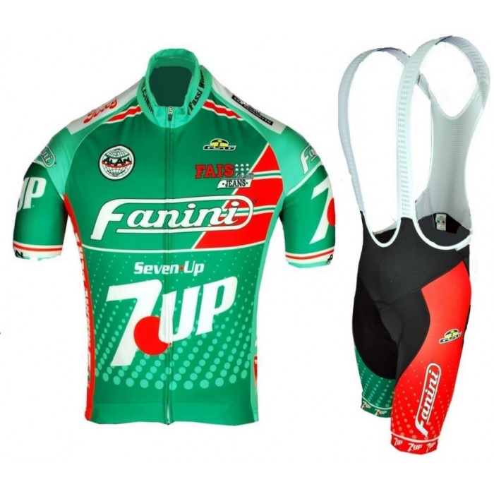 Retro Fanini 7 UP Fietskleding Set Wielershirt Korte Mouw+Korte Fietsbroeken Bib