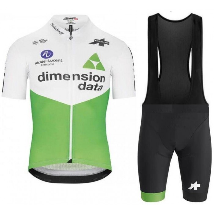 DIMENSION DATA 2019 Fietskleding Set Wielershirt Korte Mouw+Korte Fietsbroeken Bib