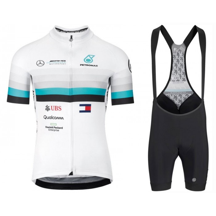 2020 Asos FF1 RS Benz Wit Fietskleding Set Fietsshirt Met Korte Mouwen+Korte Koersbroek Bib 300PLLH