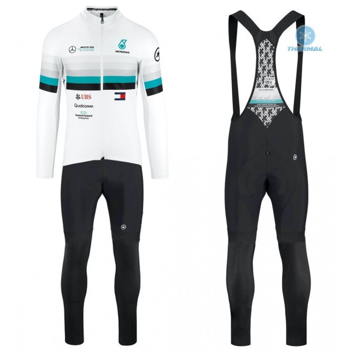 2020 Asos FF1 RS Benz Wit Thermal Fietskleding Set Wielershirts Lange Mouw+Lange Wielrenbroek Bib 474DTJB