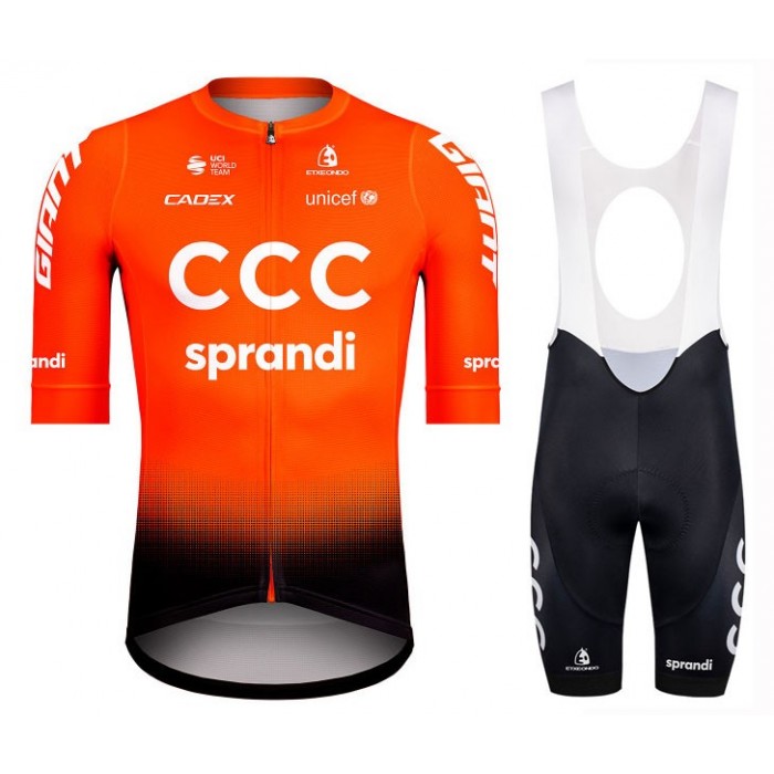 2020 CCC Pro Team Orange Fietskleding Set Fietsshirt Met Korte Mouwen+Korte Koersbroek Bib 495ERIC