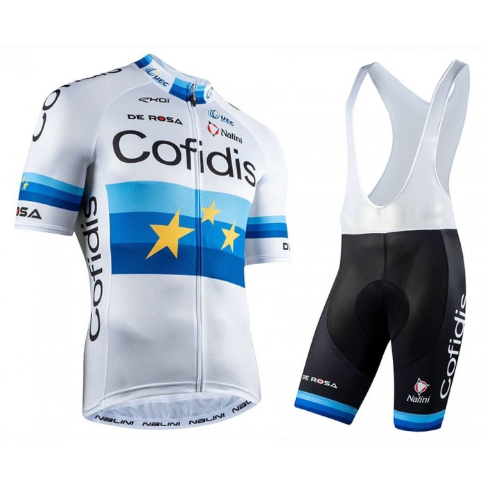 2020 Cofidis EU Champion Fietskleding Set Fietsshirt Met Korte Mouwen+Korte Koersbroek Bib 592ZXIK