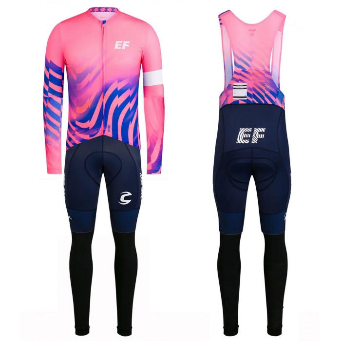 2020 EF Pro Cycling Team Pink Wielerkleding Set Wielershirt Lange Mouw+Lange Fietsbroeken Bib 327FWRG