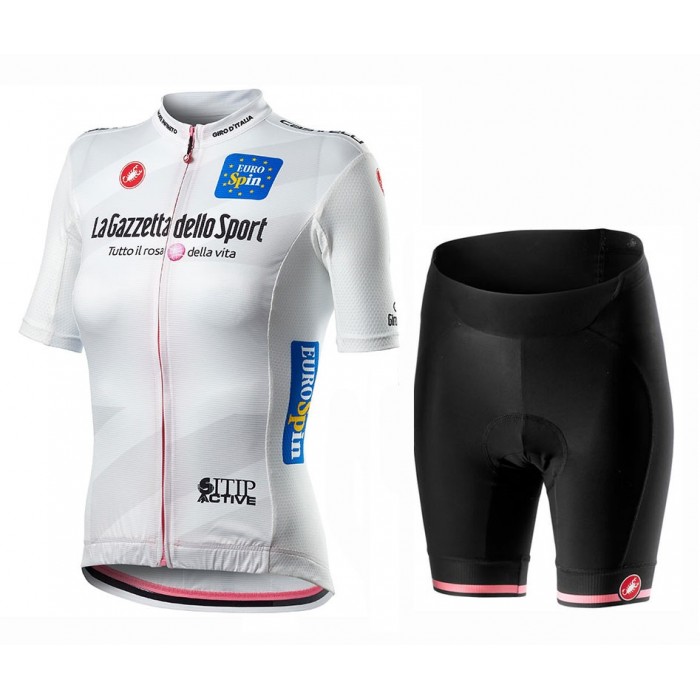 2020 GIRO D'ITALIA Maglia Bianca Dames Fietskleding Set Wielershirt Korte Mouw+Korte Fietsbroeken Bib 664ERMJ