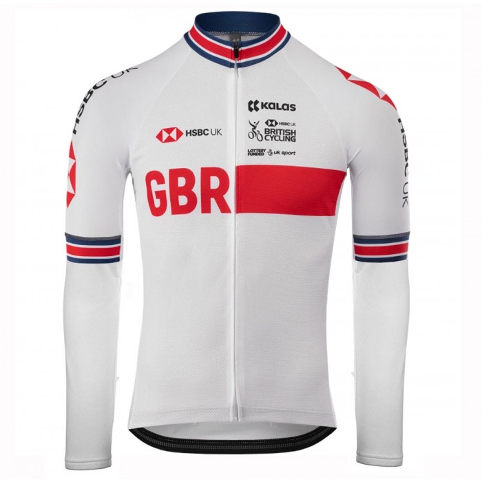 2020 Kalas GBR Country Team Wit Fietskleding Wielershirt Lange Mouw 449ELTE