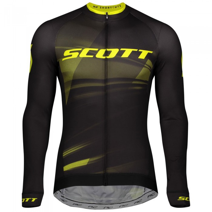 2020 Scott RC Pro Zwart-Geel Fietskleding Wielershirt Lange Mouw 196GDMB