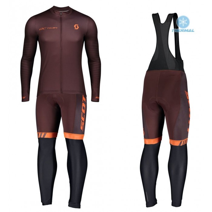 2020 Scott RC Team 1.0 Claret Thermal Fietskleding Set Wielershirts Lange Mouw+Lange Wielrenbroek Bib 786EDTD