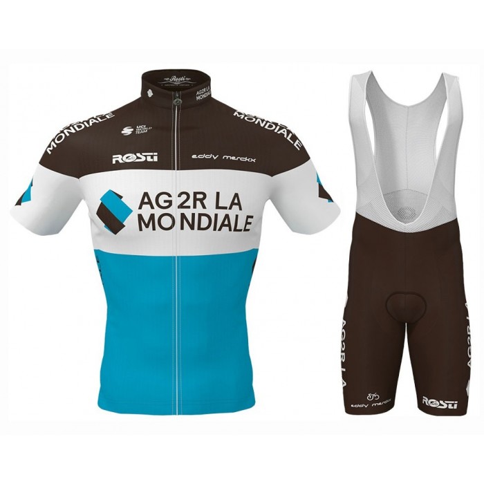 2020 Team AG2R Fietskleding Set Fietsshirt Met Korte Mouwen+Korte Koersbroek Bib 884KWFX