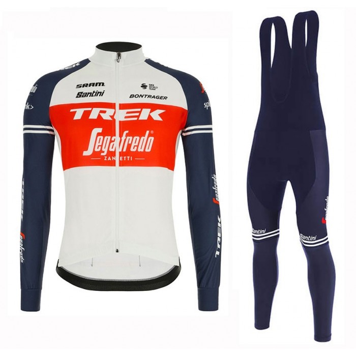 2020 Trek Segafredo Factory Racing Wit-Rood Wielerkleding Set Wielershirt Lange Mouw+Lange Fietsbroeken Bib 960AXNA