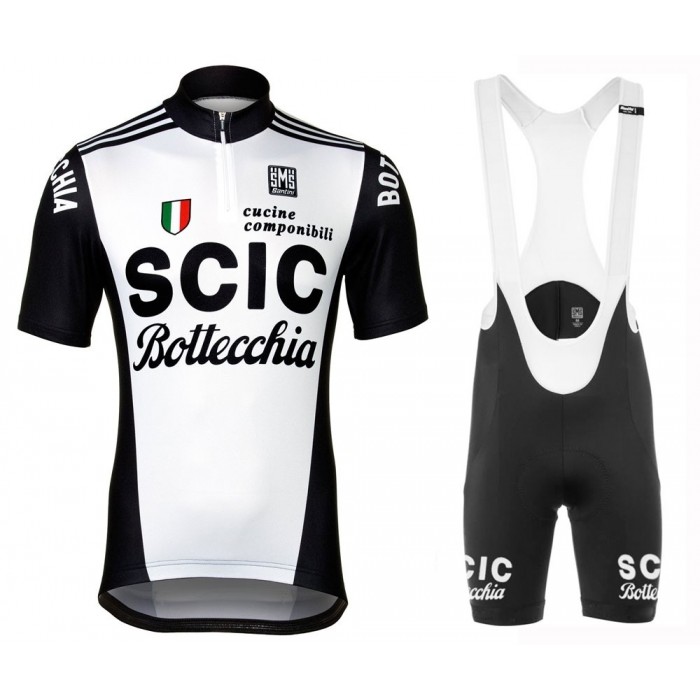 SCIC Bottecchia Retro Fietskleding Set Wielershirt Korte Mouw+Korte Fietsbroeken Bib