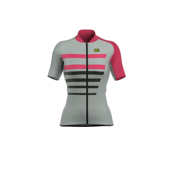 ALE PRR 2.0 PIUMA Dames Wielershirt Korte Mouw Grijs Pink