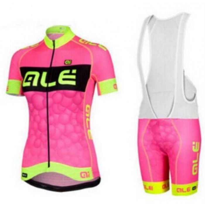 2015 ALE Wielerkleding Set Wielershirt Met Korte Mouwen+Korte Koersbroek Roze Dame