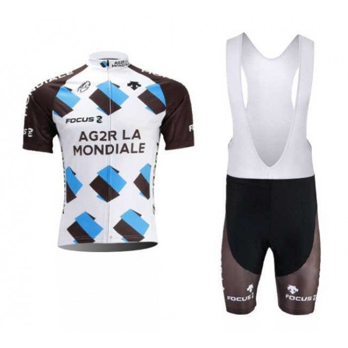Ag2r La Mondiale 2014 Fietskleding Set Fietsshirt Met Korte Mouwen+Korte Koersbroek
