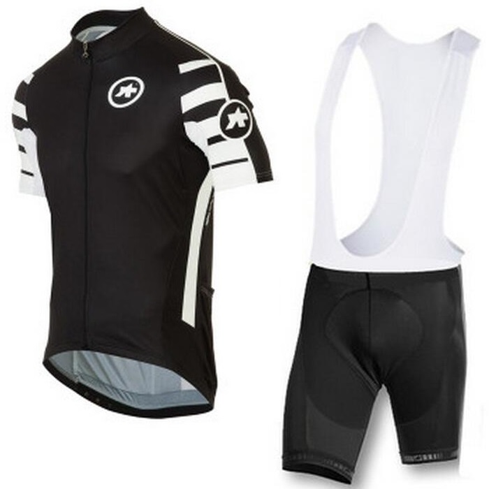 2016 ASSOS Fietskleding Set Fietsshirt Met Korte Mouwen+Korte Koersbroek Zwart