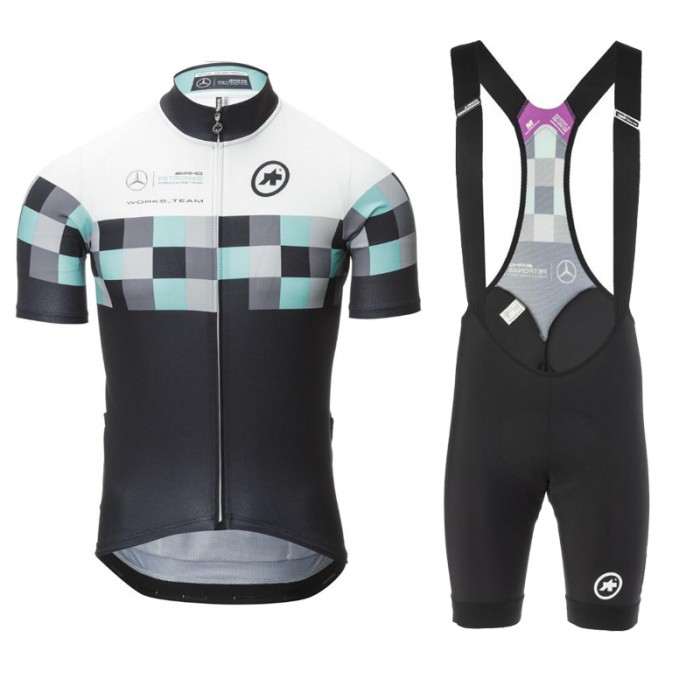 2016-2017 ASSOS WorksTeam Fietskleding Wielershirt Fietskleding Set Fietsshirt Met Korte Mouwen+Korte Koersbroek