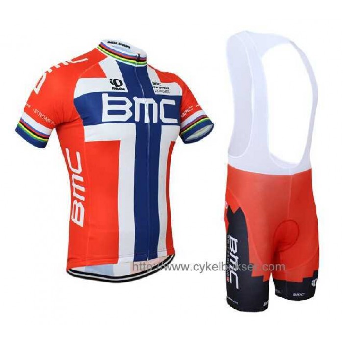 BMC Racing Teams Norwegian Champion Fietskleding Set Fietsshirt Met Korte Mouwen+Korte Koersbroek