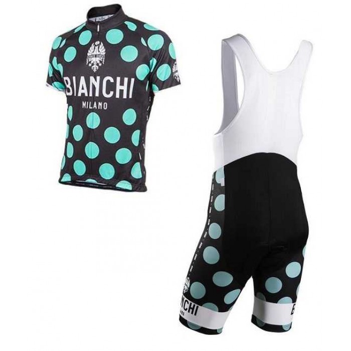 2016 BIANCHI-MILANO POLKA DOT Fietskleding Set Fietsshirt Met Korte Mouwen+Korte Koersbroek