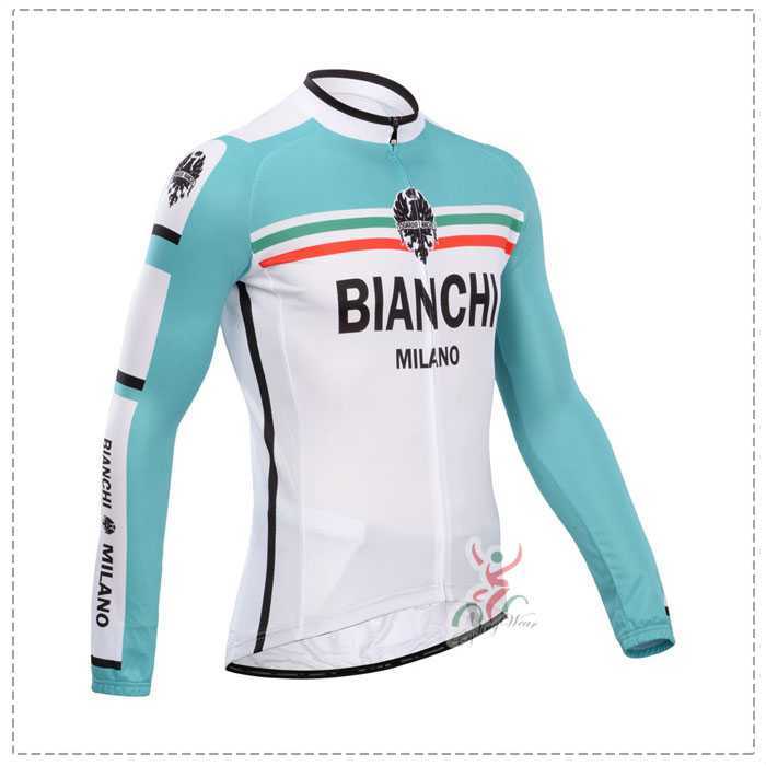 Bianchi 2014 Wielershirt Lange Mouw Wit Blauw