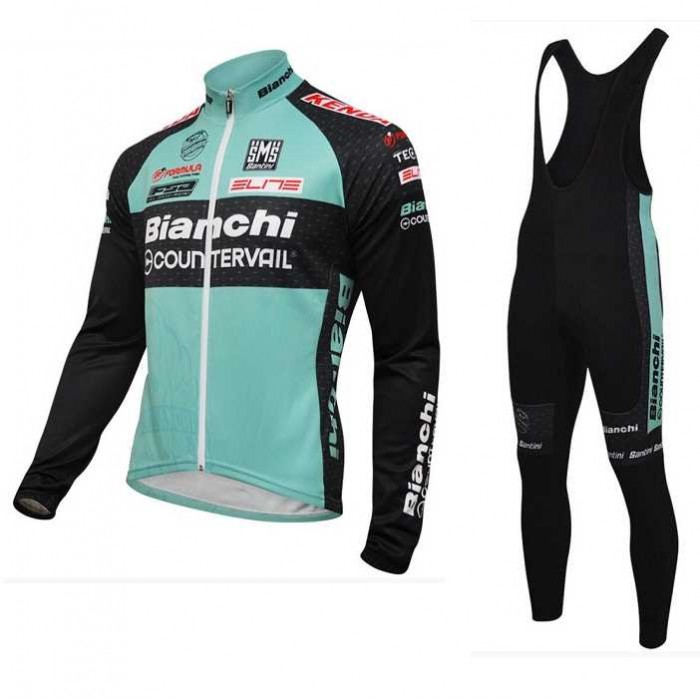 2016 BIANCHI COUNTERVAIL Wielerkleding Set Wielershirt Lange Mouw+Lange Fietsbroeken Bib