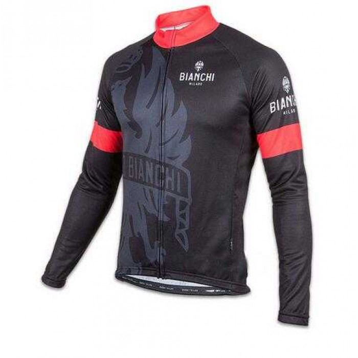 2016 BIANCHI-MILANO SORISOLE Wielershirt Lange Mouwen Rood Zwart