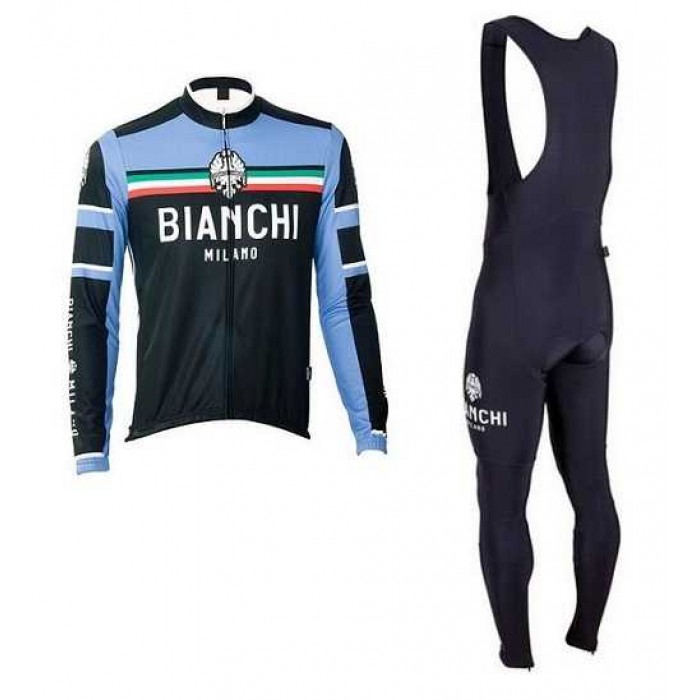 2016 BIANCHI-MILANO Wielerkleding Set Wielershirt Lange Mouw+Lange Fietsbroeken Bib