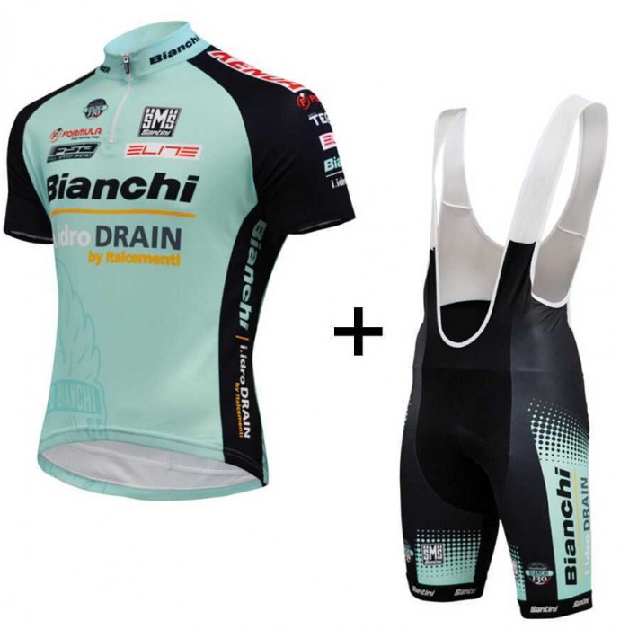 Bianchi Idro Drain 2015 Fietskleding Set Fietsshirt Met Korte Mouwen+Korte Koersbroek