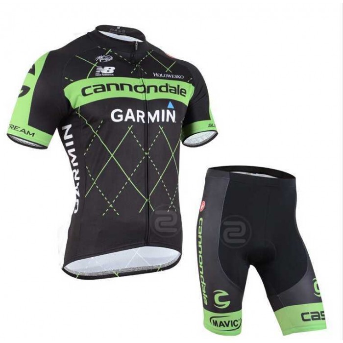 2015 Cannondale Garmin Fisshirt Korte Mouw Zwart+Korte Fisbroeken