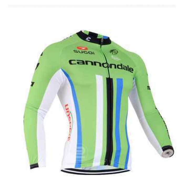 2014 Cannondale Wielershirt Lange Mouw Blauw Zwart Wit