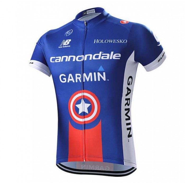 2015 Garmin Cannondale Wielershirt Met Korte Mouwen Blauw