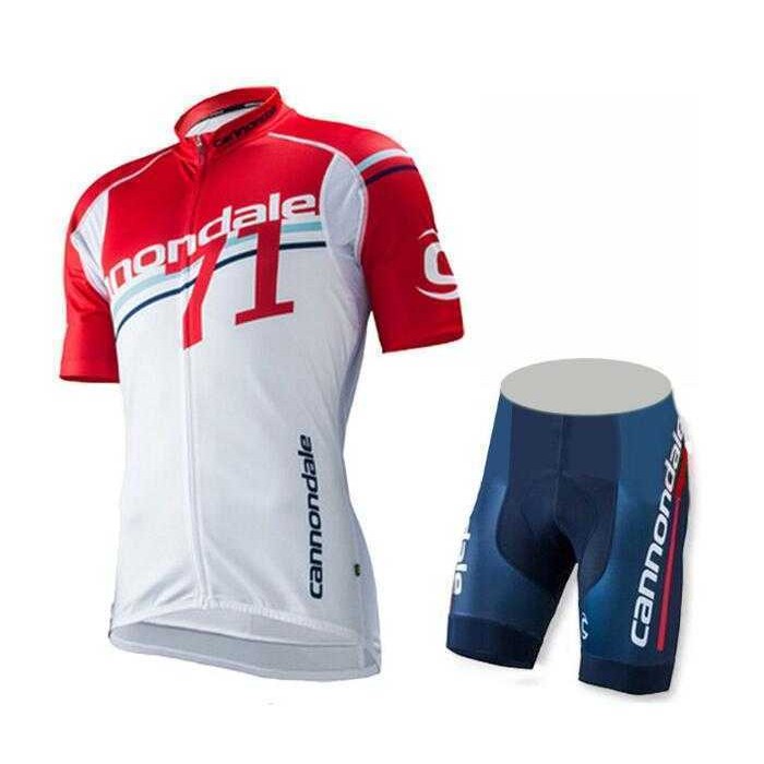 2016 Cannondale Rood Wit Wielerkleding Set Wielershirt Korte Mouwen+Fietsbroek Korte