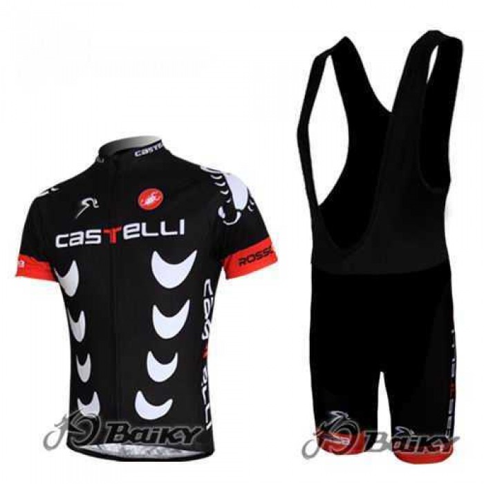 Castelli Pro Team Fietskleding Set Fietsshirt Met Korte Mouwen+Korte Koersbroek Zwart