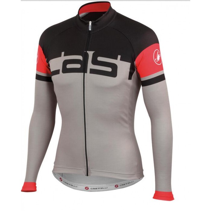 2016 Castelli Unavolta Wielershirt Lange Mouwen Grijs Zwart