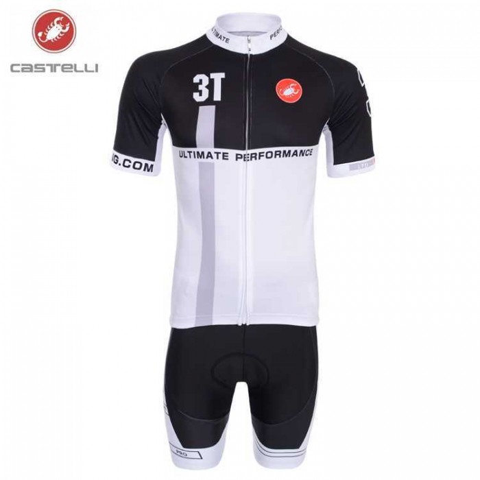 Castelli 3T 2014 Wielerkleding Set Set Wielershirts Korte Mouw+Fietsbroek Wit Zwart